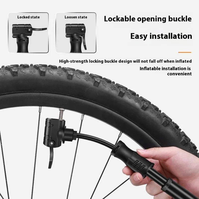 WEST BIKING YP0711133 Портативный мини-насос для велосипеда с гибким шлангом из алюминиевого сплава для наружного использования при езде на велосипеде - Черный