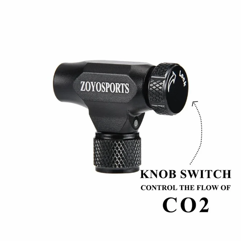 ZOYOSPORTS ZY-018 Mini Tragbare Fahrradpumpe für Mountainbike und Rennrad Fahrradreifen CO2-Pumpe ohne Gaskartusche - Schwarz