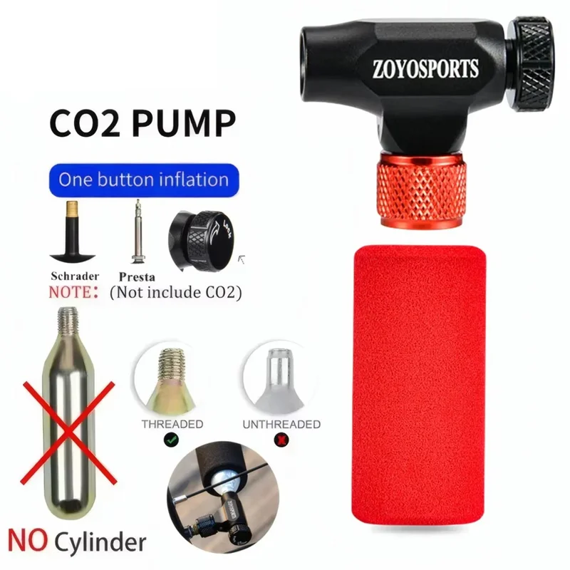 ZOYOSPORTS ZY-018 Mini Tragbare Fahrradpumpe für Mountainbike und Rennrad Fahrradreifen CO2-Pumpe ohne Gaskartusche - Schwarz