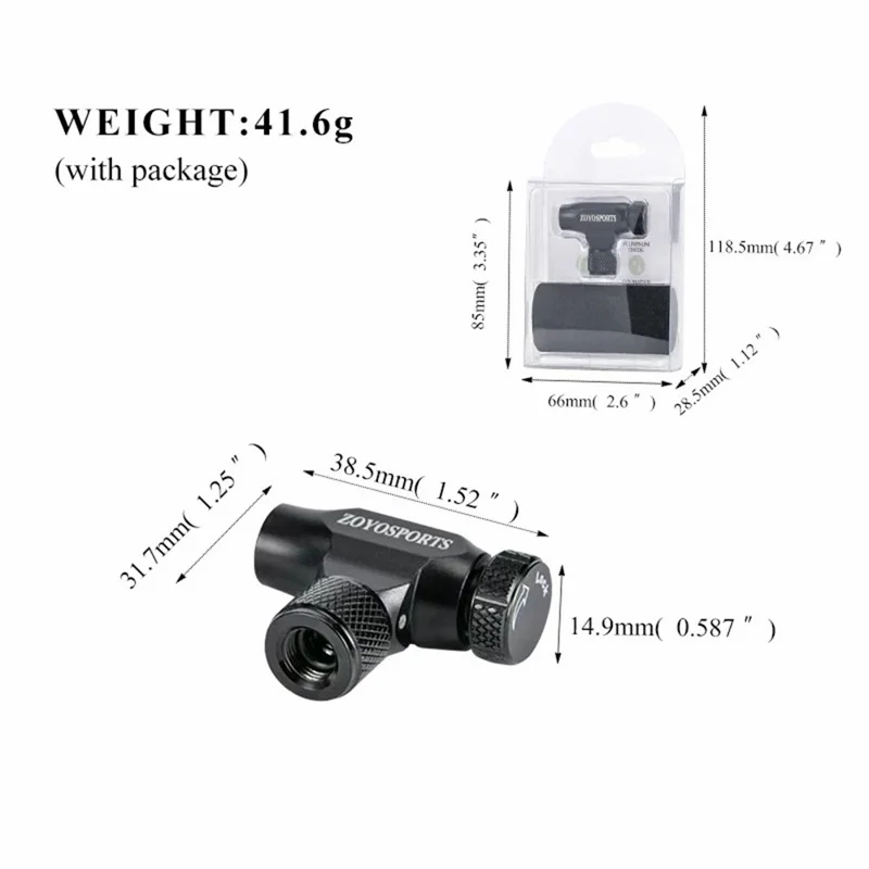 ZOYOSPORTS ZY-018 Mini Tragbare Fahrradpumpe für Mountainbike und Rennrad Fahrradreifen CO2-Pumpe ohne Gaskartusche - Schwarz