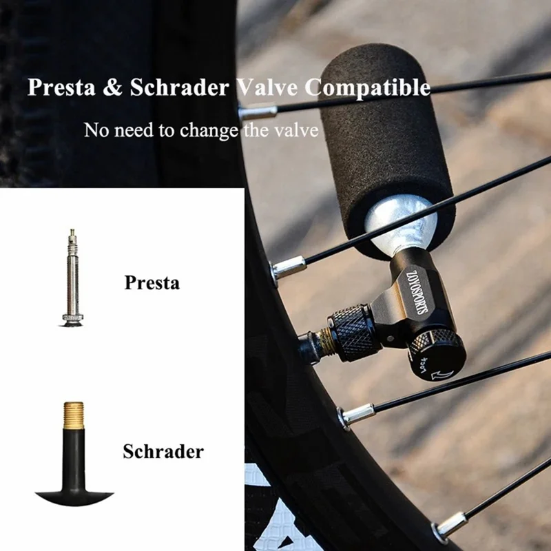 ZOYOSPORTS ZY-018 Mini Tragbare Fahrradpumpe für Mountainbike und Rennrad Fahrradreifen CO2-Pumpe ohne Gaskartusche - Schwarz