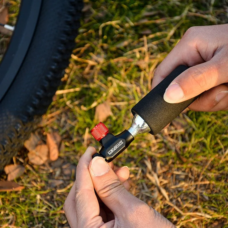 ZOYOSPORTS ZY-018 Mini Tragbare Fahrradpumpe für Mountainbike und Rennrad Fahrradreifen CO2-Pumpe ohne Gaskartusche - Schwarz