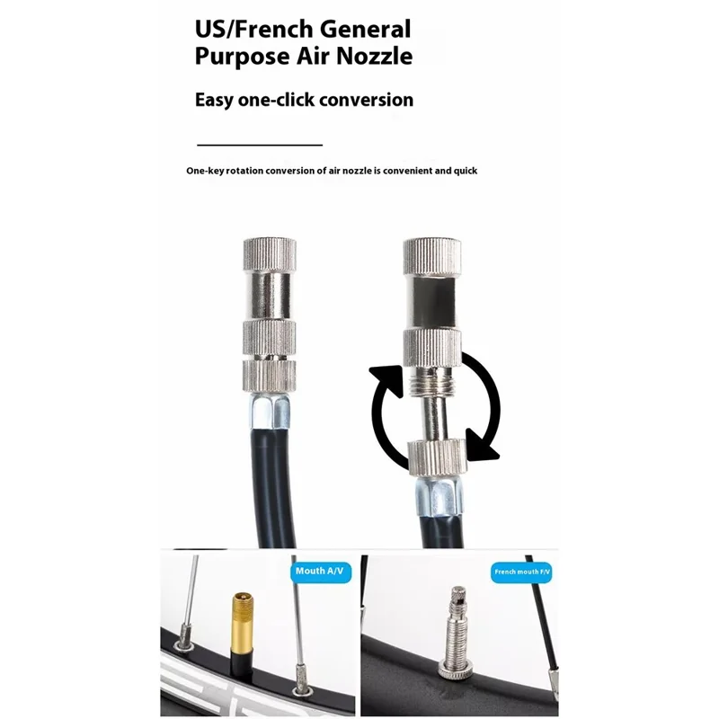 ZOYOSPORTS ZY-AP9E Front Fork Bike Tire Pump 300PSI High Pressure Inflator with Digital Display Gauge