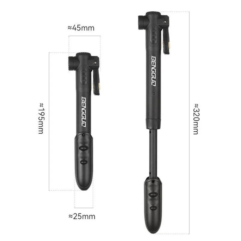 BENGGUO BG-1688 Bike Portable Air Pump 100PSI High Pressure Inflator Compatible with Presta Schrader Valve