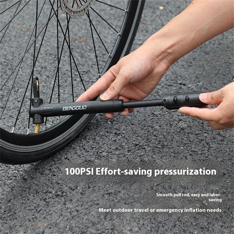 BENGGUO BG-1688 Bike Portable Air Pump 100PSI High Pressure Inflator Compatible with Presta Schrader Valve