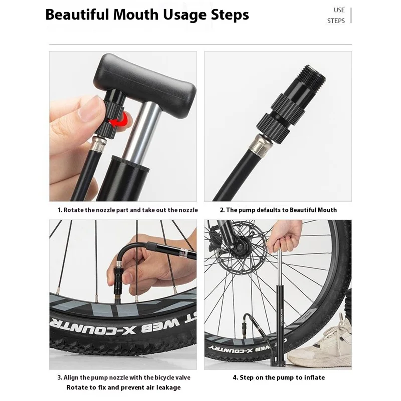 ROCKBROS MTB Strada Bicicletta 120PSI Pompa Mini Portatile Presta Schrader Valvola Gonfiatore con Manometro - Nero