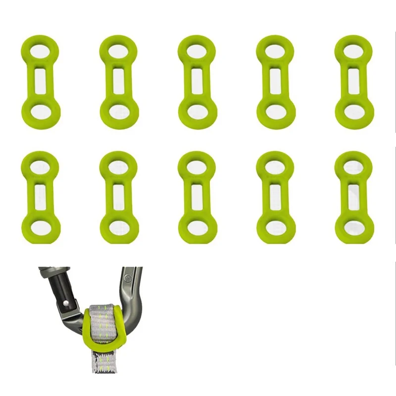 XINDA XD-PJ295 10Pcs Outdoor Rock Climbing Quick Draw Positioning Silicone Ring 8-Shape Rubber Sleeve - Green