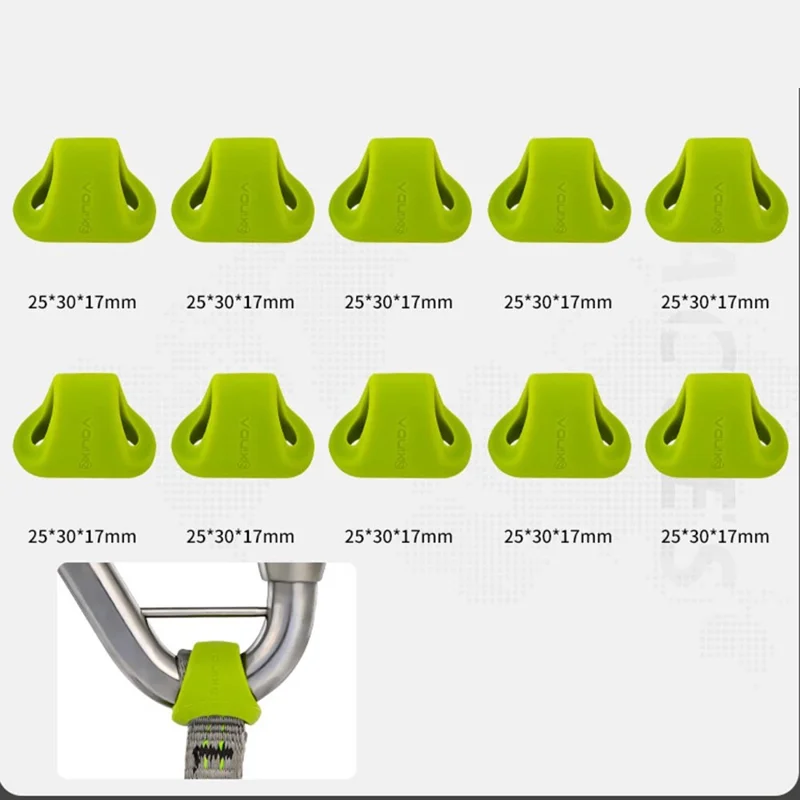 XINDA XD-PJ295 10 Peças Anel de Posicionamento em Silicone para Escalada em Rocha, Passador de Escalada com Anel de Borracha Antiderrapante - Verde