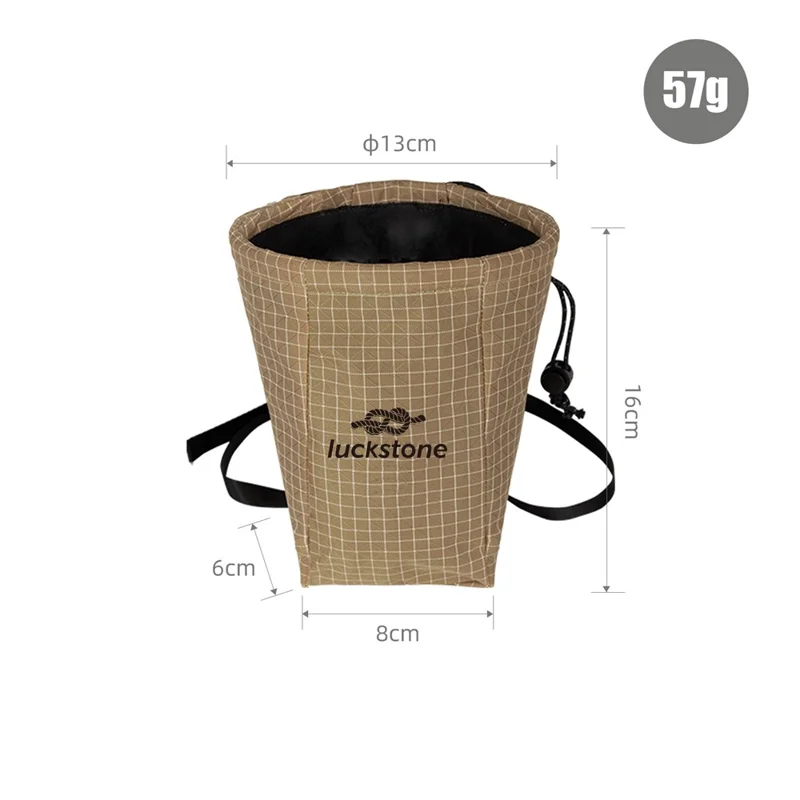 LUCKSTONE GripX 100 Magnesium Powder Bag Rock Climbing Weightlifting Chalk Bag with Drawstring Closure (No Chalk) - Gold