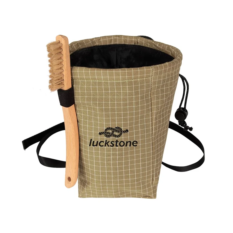 LUCKSTONE GripX 100 Magnesium Powder Bag Rock Climbing Weightlifting Chalk Bag with Drawstring Closure (No Chalk) - Gold