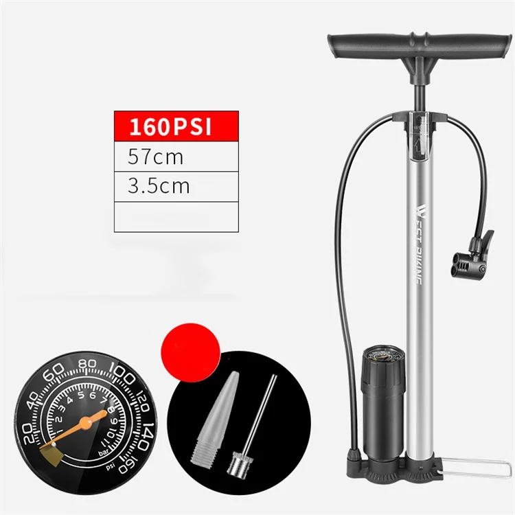 Bomba de Piso de Bicicleta de Alta Presión de Ciclismo Oeste de 160 Psi Con la Bomba de Aire de la Bomba de Aire Del Barómetro Inflador de Neumáticos
