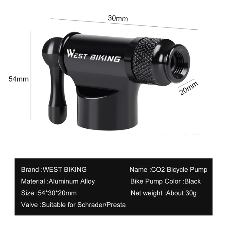 WEST BIKING Mini Safe CO2 Fahrrad-Pumpe Mit Ein-Knopf-Aufblasen Schrader & Presta Fahrradpumpe