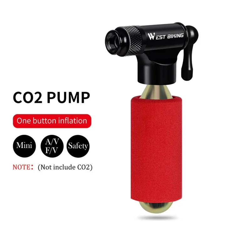 WEST BIKING Mini Safe CO2 Fahrrad-Pumpe Mit Ein-Knopf-Aufblasen Schrader & Presta Fahrradpumpe