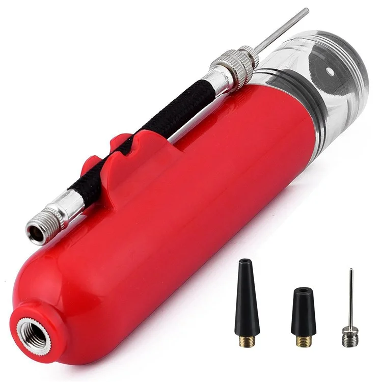 H08QT Two-Way Mini Pump Sports Ball Pump Kit with Needles Portable Fast Ball Inflation for Basketball Football Volleyball - Red