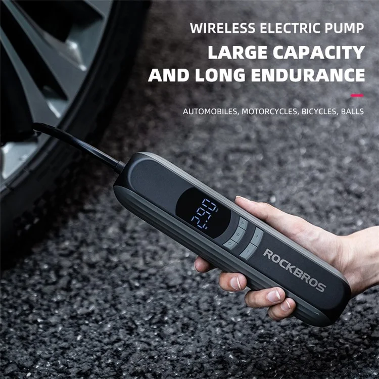 ROCKBROS A10 Car Motorcycle Bike Tire Air Pump Portable Wireless Electric Vehicle Tyre Inflator with LED Light