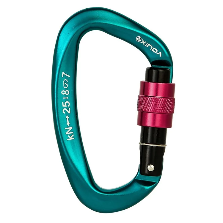 XINDA XD-Q9628 Heavy Duty 25KN Carabiner Clip D-Shape Rock Climbing Hanging Hook Fast Locking for Camping Hiking Outdoor Gym Hammock Dog Leash - Blackish Green