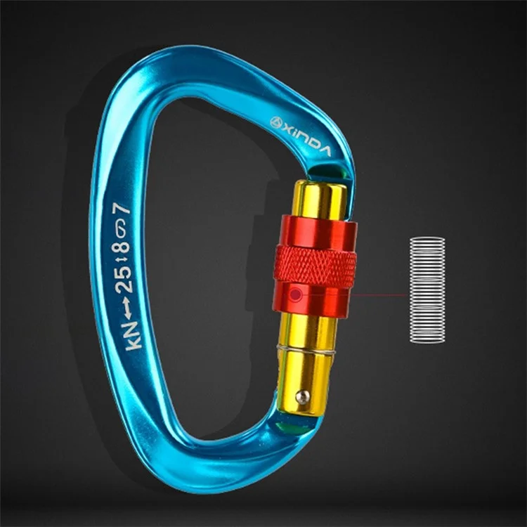 XINDA XD-Q9628 Heavy Duty 25KN Carabiner Clip D-Shape Rock Climbing Hanging Hook Fast Locking for Camping Hiking Outdoor Gym Hammock Dog Leash - Blackish Green