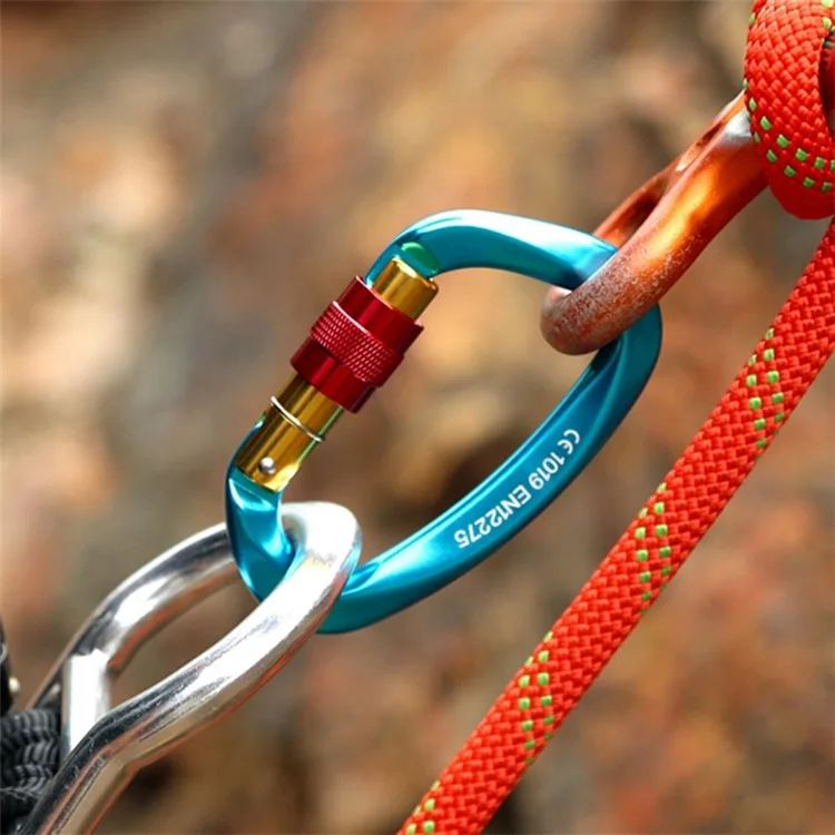 XINDA XD-Q9628 Heavy Duty 25KN Carabiner Clip D-Shape Rock Climbing Hanging Hook Fast Locking for Camping Hiking Outdoor Gym Hammock Dog Leash - Blackish Green