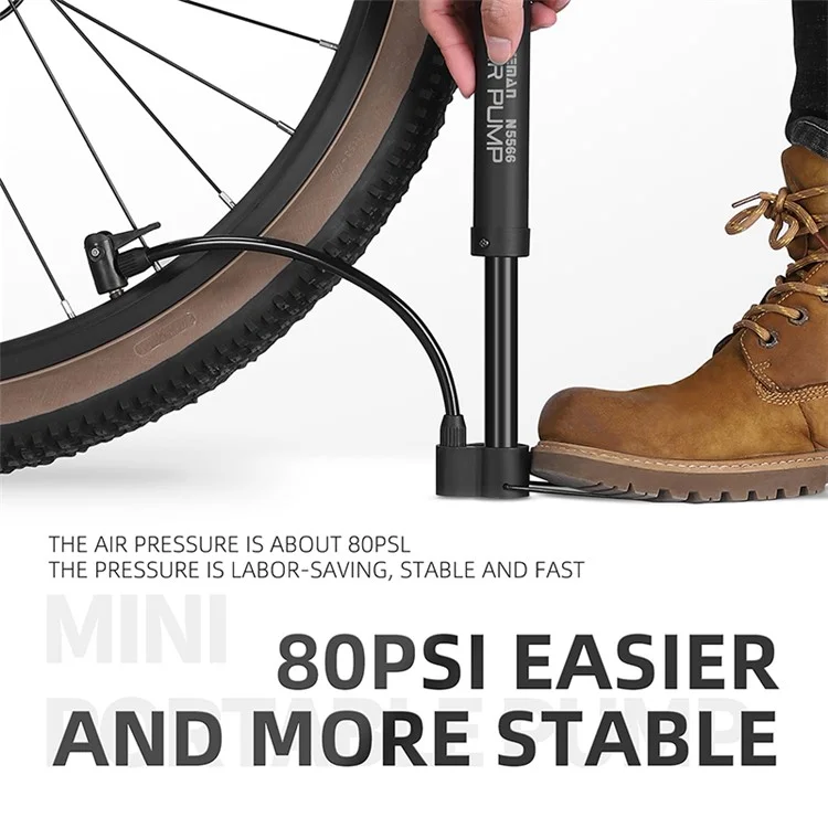 WEST BIKING YP0711140 Bicycle Foot Pump 80PSI Portable Tire Air Pump Mini Inflator for Electric Bikes / Balls