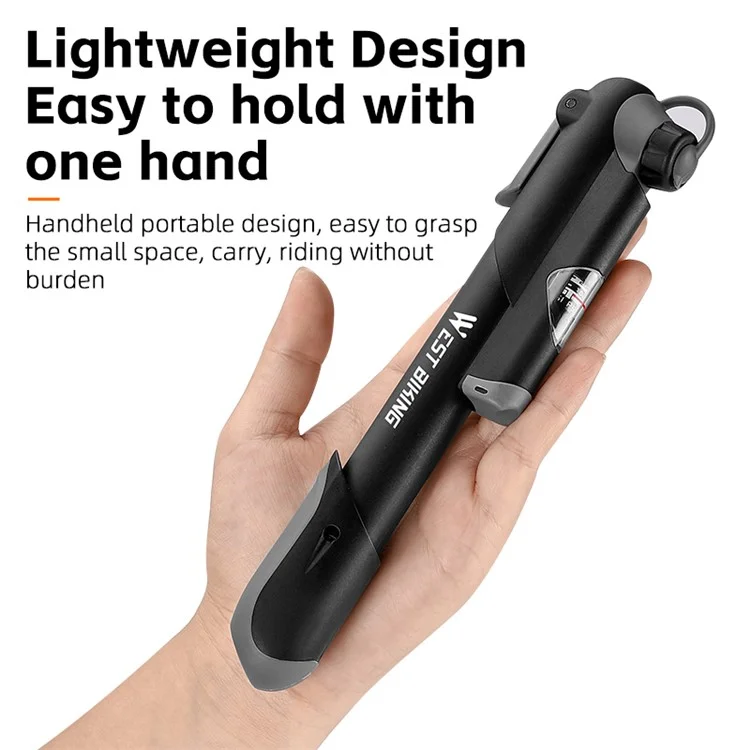 WEST BIKING YP0711157 Bomba de Mano Portátil de Alta Presión de 100 PSI con Manómetro de Presión de Aire, Inflador de Neumáticos Ligero