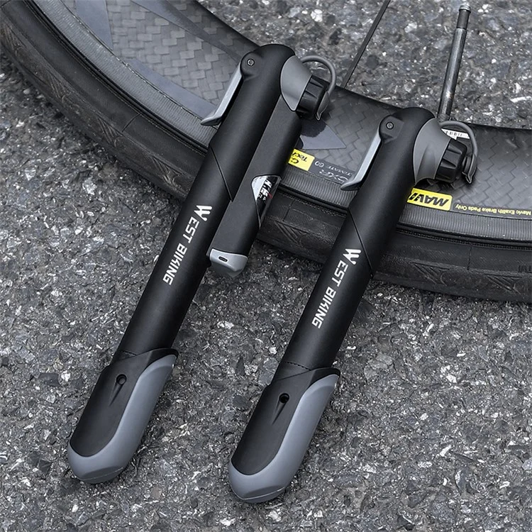 WEST BIKING YP0711157 Bomba de Mano Portátil de Alta Presión de 100 PSI con Manómetro de Presión de Aire, Inflador de Neumáticos Ligero