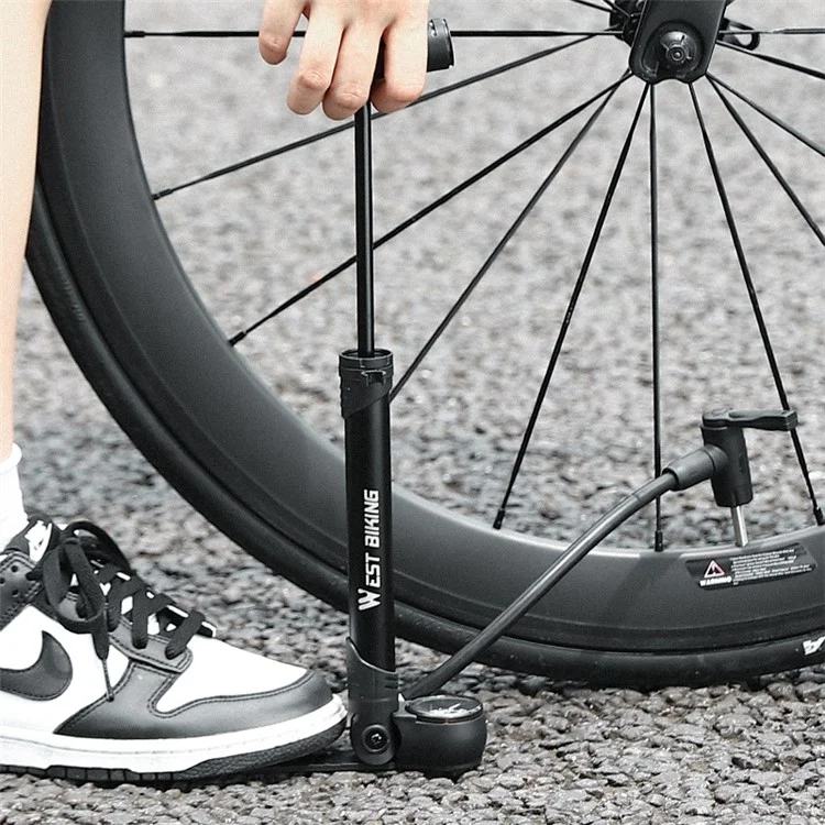 WEST BIKING YP0711152 Pompe à air en alliage d'aluminium haute pression 120 PSI, pompe de gonflage portable ultra-légère