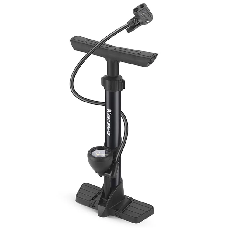 WEST BIKING YP0711153 160PSI Bomba de Alta Presión de Metal Portátil Inflador con Medidor de Presión de Neumáticos - Negro