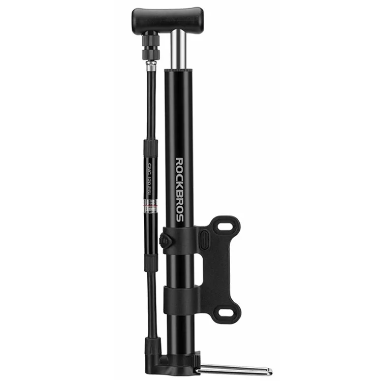 ROCKBROS MP2821 Pompe à vélo portable mini 120PSI Haute pression Gonfleur AV / FV avec manomètre à air - Noir