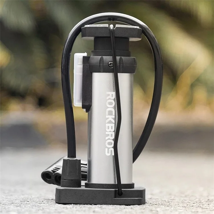 ROCKBROS 4522L Pompa Portatile per Piedi 100PSI Alta Pressione Pompa Aria Pneumatici Bicicletta Pompa Gonfiatore E-Bike - Nero