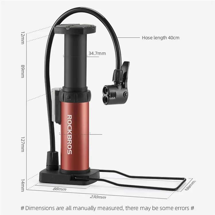 ROCKBROS 4522L Pompa Portatile per Piedi 100PSI Alta Pressione Pompa Aria Pneumatici Bicicletta Pompa Gonfiatore E-Bike - Nero