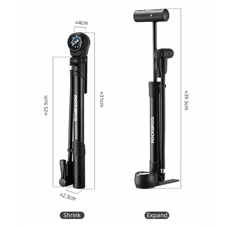 ROCKBROS 42310006001 Bomba de Bicicleta com Manômetro de PSI 120PSI Portátil Inflador de Ar de Bicicleta FV / AV