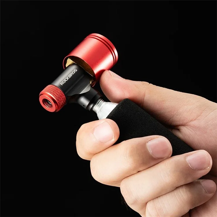 ROCKBROS Inflador de Bicicleta con Cilindro de CO2 y Boquilla, Compatible con Válvulas Presta y Schrader