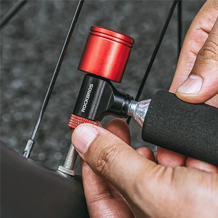 ROCKBROS Inflador de Bicicleta con Cilindro de CO2 y Boquilla, Compatible con Válvulas Presta y Schrader