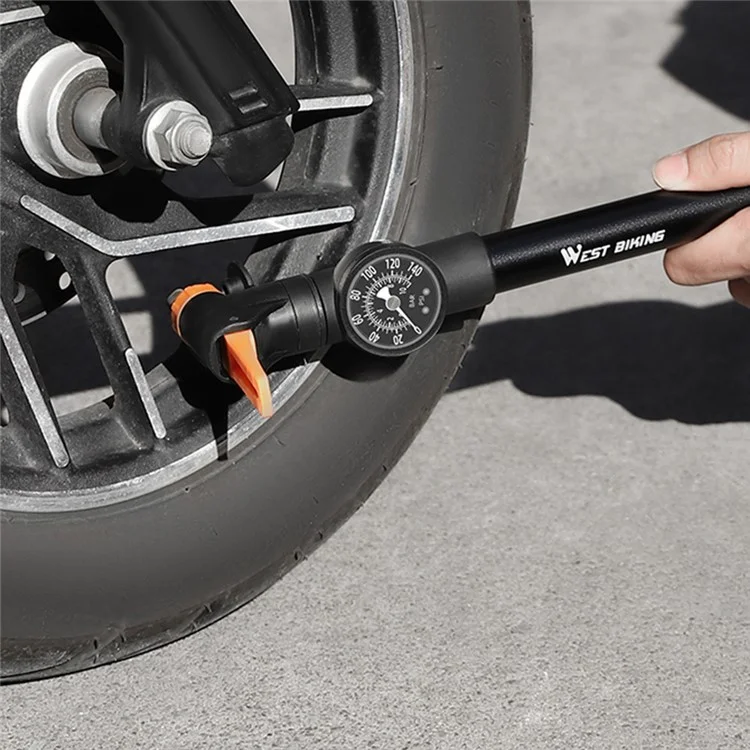 WEST BIKING YP0711162 Mini Bomba de Bicicleta con Manómetro, Inflador de Neumáticos de Bicicleta Portátil