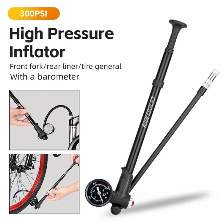 BENGGUO BG-1613 Pompa d'Aria per Biciclette Portatile Gonfiatore per Pneumatici da Bici - Nero