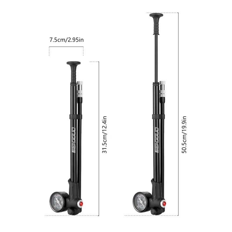 BENGGUO BG-1613 Bicycle Air Pump Portable Bike Tire Inflator - Silver