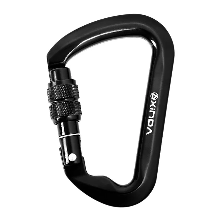 XINDA XD-8128 11.3x7.3cm Carabiner Clip D-Shape Rock Climbing Hanging Hook - Black