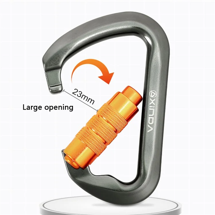 XINDA XD-8128 11.3x7.3cm Carabiner Clip D-Shape Rock Climbing Hanging Hook - Black
