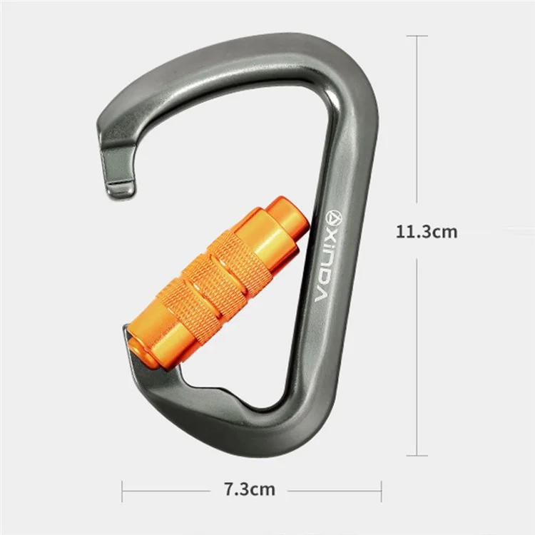 XINDA XD-8128 11.3x7.3cm Carabiner Clip D-Shape Rock Climbing Hanging Hook - Black