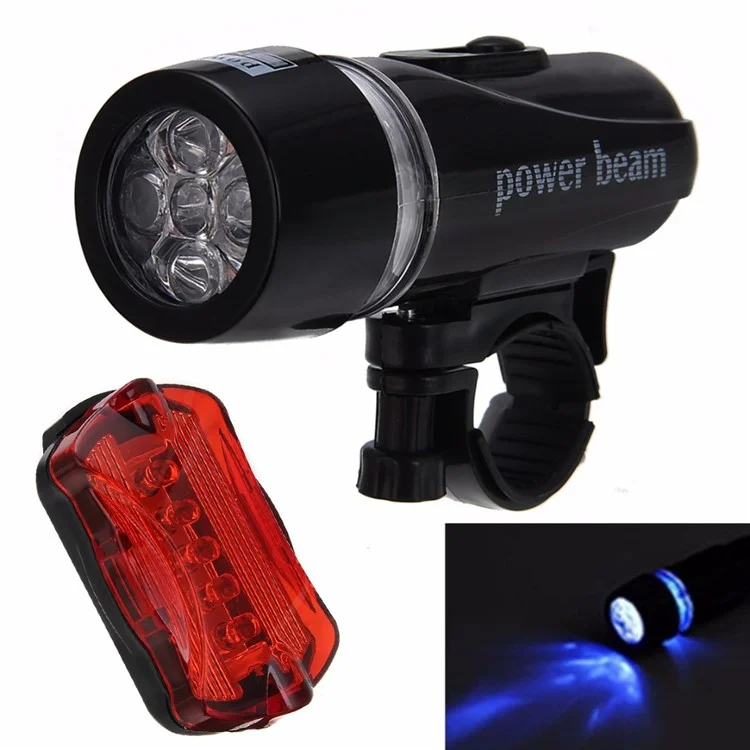 Mountain Bike 5-LED Front Lamp Black + Butterfly Tail Lamp Set