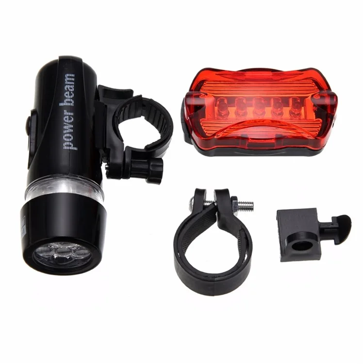 Mountain Bike 5-LED Front Lamp Black + Butterfly Tail Lamp Set