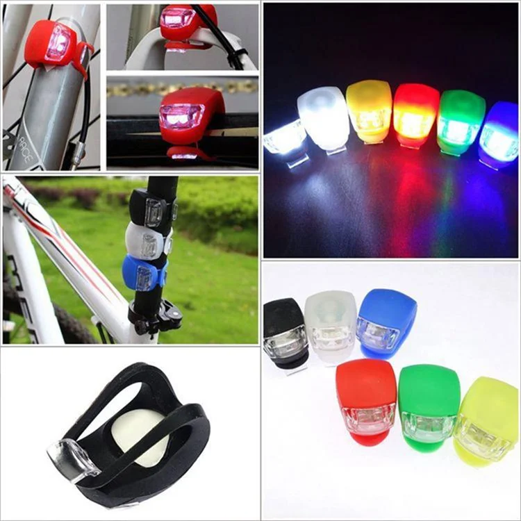 Bicycle Light Front and Rear Silicone LED Bike Light Multi-Purpose Water Resistant Headlight Taillight for Cycling Safety - White