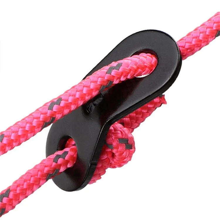 10Pcs / Set Aluminum Alloy Tent Rope Fastener Double Eye Wind Rope Fixed Buckle Tensioner Camping Supplies - Black