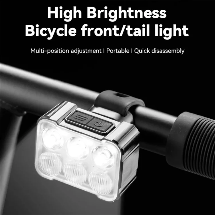 BENGGUO BG3131 Bike Light Rechargeable 6 LED Bicycle Lights for Night Riding Cycling - White