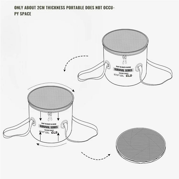 CLS 22L Outdoor Camping Foldable Bucket Quick Drainage Wash Basin for Fishing Hiking - Black