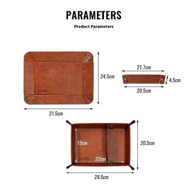 CLS Portable Outdoor PU Leather Sundries Organizer Folding Storage Tray for Camping BBQ - Brown