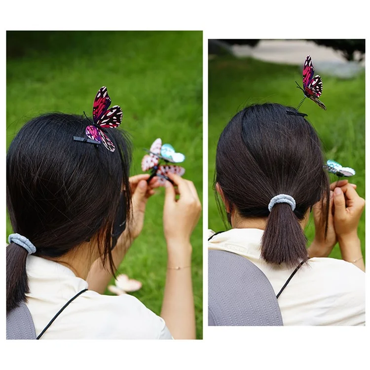 2 piezas de clip en forma de mariposa luminosa de simulación Mosquito Repellent Decoration para camping al aire libre (color aleatorio)