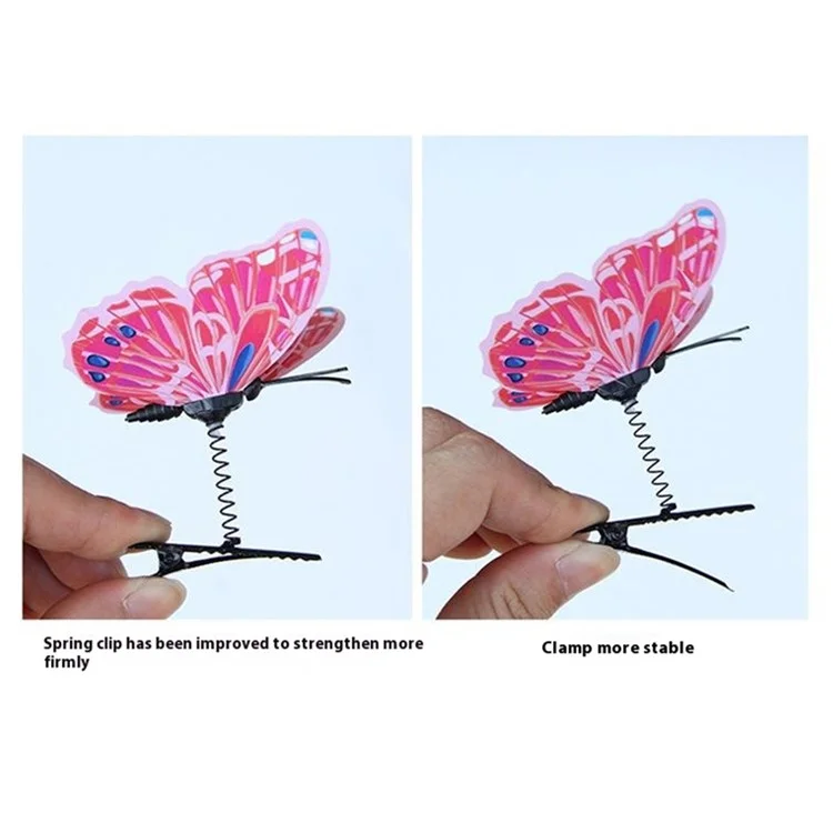 2 piezas de clip en forma de mariposa luminosa de simulación Mosquito Repellent Decoration para camping al aire libre (color aleatorio)