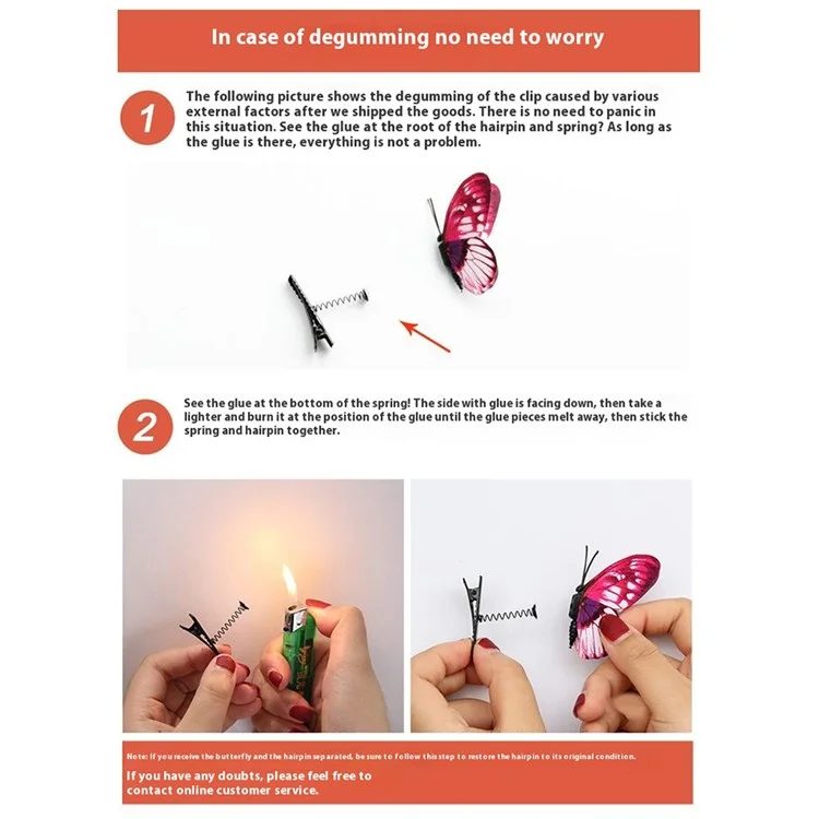 2 piezas de clip en forma de mariposa luminosa de simulación Mosquito Repellent Decoration para camping al aire libre (color aleatorio)