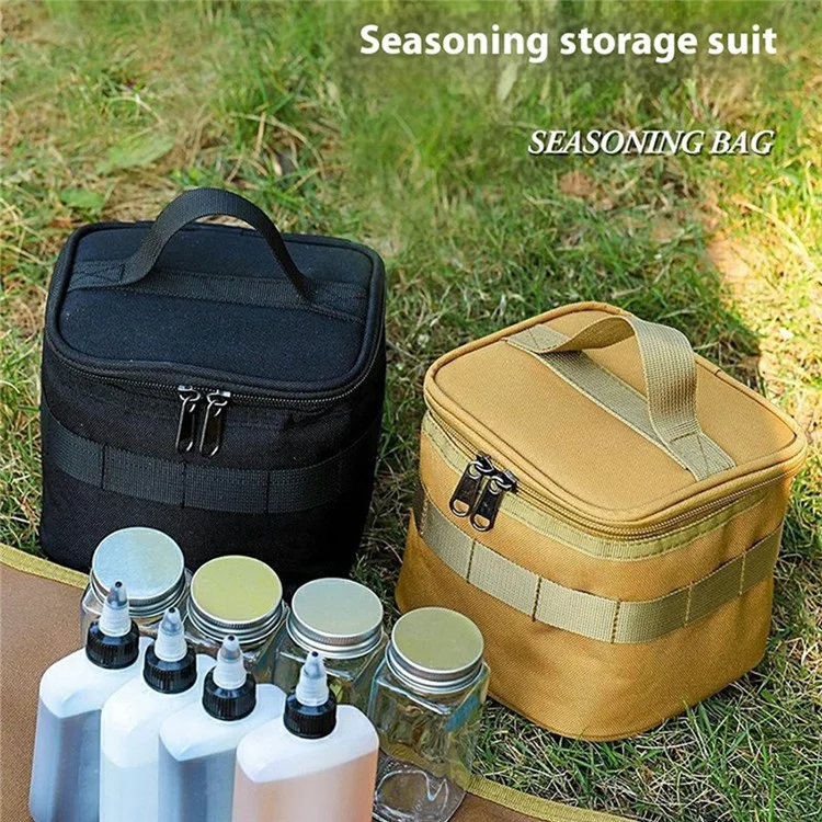 CL271 Camping al Aire Libre Picnic BBQ Spice Container 4 Botellas de Especias + 5 Botellas Líquidas Con Bolsa (sin Bpa, Sin Certificación de la Fda) - Negro